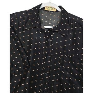 Camel Trophy Shirt Mens 3XL Black Leaf Print Short Sleeve‎ Button Front Casual